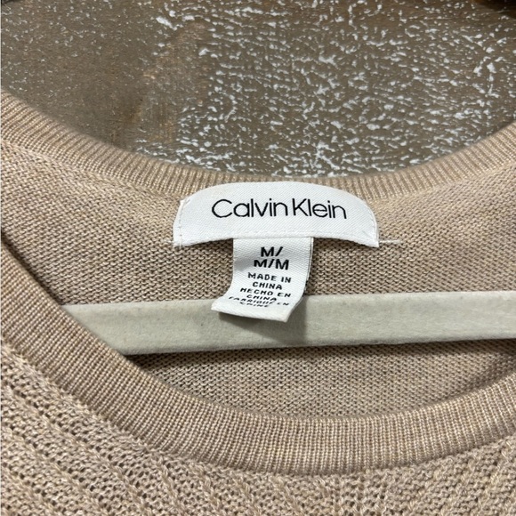 Calvin Klein beige lightweight layered sweater blouse size M - Picture 4 of 8